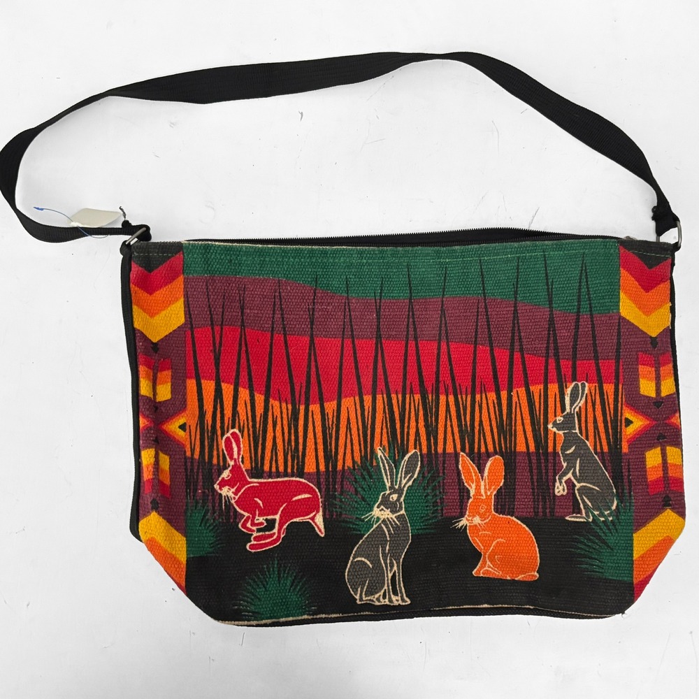 El Paso Saddleblanket NEW Jackrabbits Woven Zipper Tote Bag Southwestern Boho